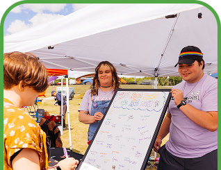 Pride event, encouraging donations to support LGBTQ+ rights and celebrate diversity and inclusion.