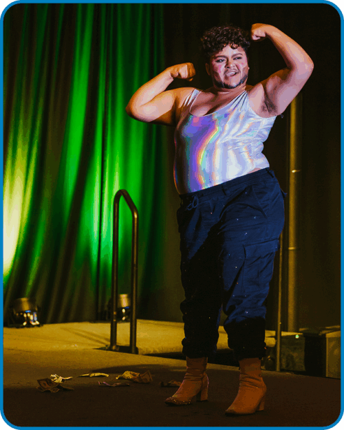 Pride member proudly displays her support for LGBTQ+ rights and community, making an impact